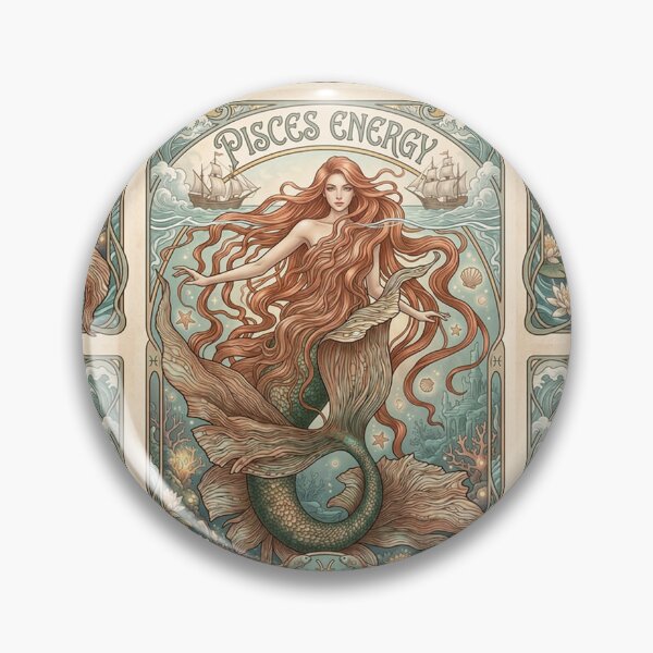 Item preview, Pisces Luminous Anime Mermaid | Art Nouveau Zodiac Elegance | Celestial Luxury Art designed and sold by RSDigitalPrintDesign.