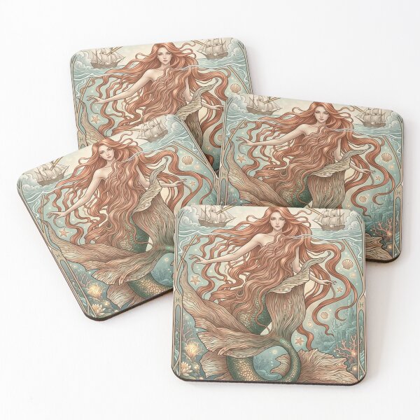 Item preview, Pisces Luminous Anime Mermaid | Art Nouveau Zodiac Elegance | Celestial Luxury Art designed and sold by RSDigitalPrintDesign.