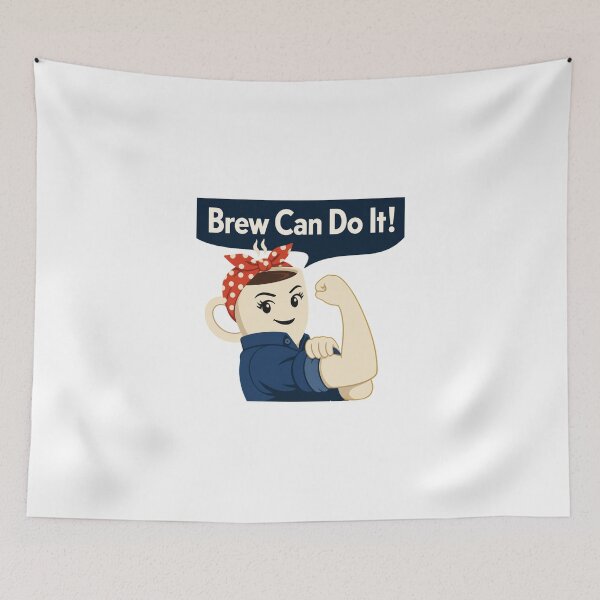 Item preview, Brew Can Do It Rosie the Riveter Funny Coffee Pun designed and sold by Cerys-GS.