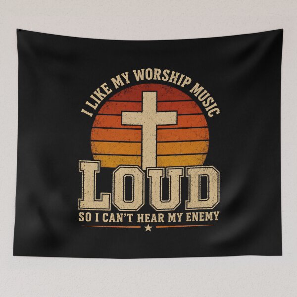 Item preview, I Like My Worship Music Loud So I Can't Hear My Enemy designed and sold by GanusTom.