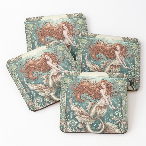 Item preview, Pisces Luminous Anime Mermaid | Art Nouveau Zodiac Elegance | Celestial Luxury Art designed and sold by RSDigitalPrintDesign.