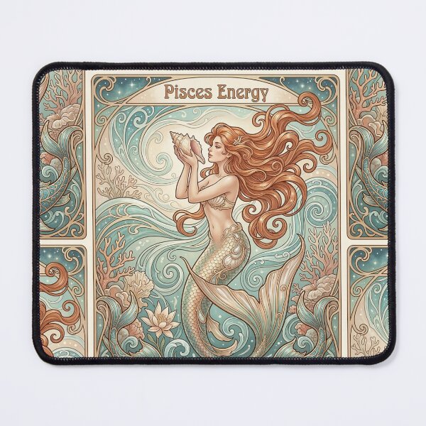 Item preview, Pisces Luminous Anime Mermaid | Art Nouveau Zodiac Elegance | Celestial Luxury Art designed and sold by RSDigitalPrintDesign.