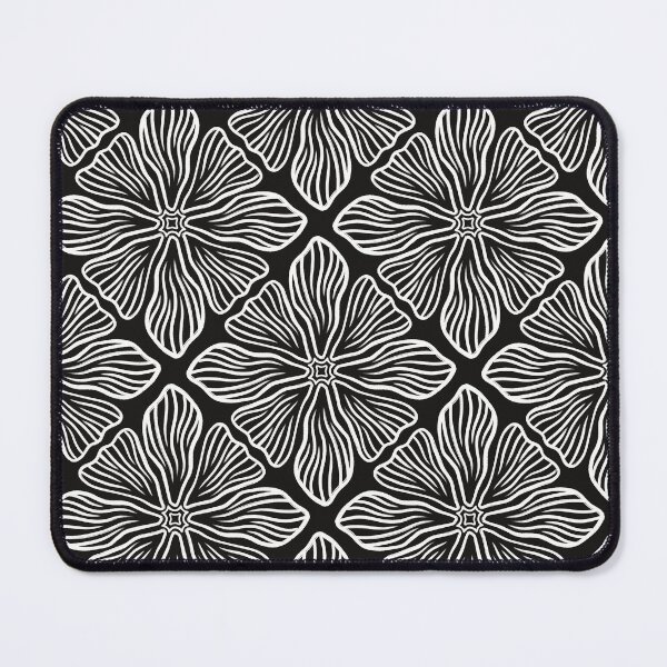 Item preview, Floral Pattern 1 White on Black designed and sold by IsabellaPellino.