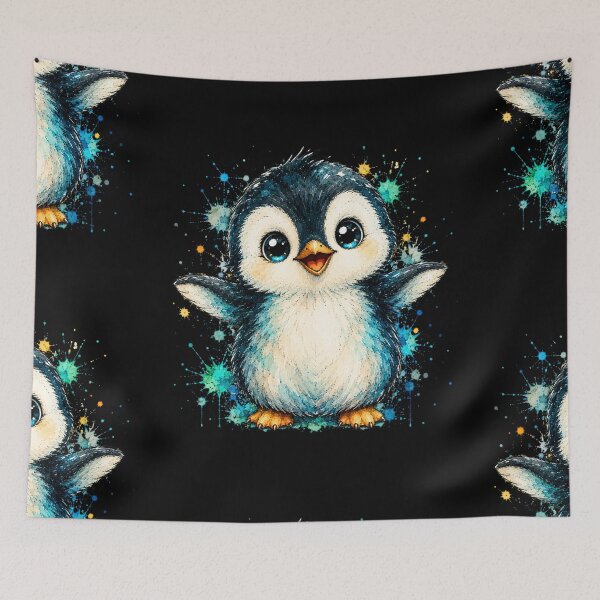 Item preview, Kawaii Baby Penguin Watercolor Art – Cute Adorable Animal Illustration designed and sold by ColorSplash123.