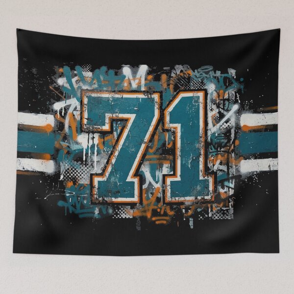 Item preview, Hockey 71 Jersey Maximalist Varsity Sports Style Graffiti Print designed and sold by ShirtRemarks.