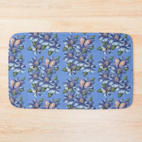 Item preview,  Blue Watercolor Flowers with Bee and Butterfly designed and sold by EwaMariaShop.