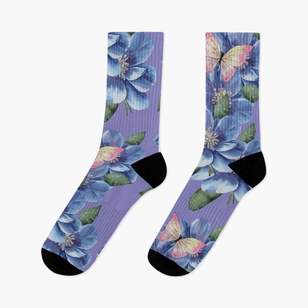 Item preview,  Blue Watercolor Flowers with Bee and Butterfly designed and sold by EwaMariaShop.