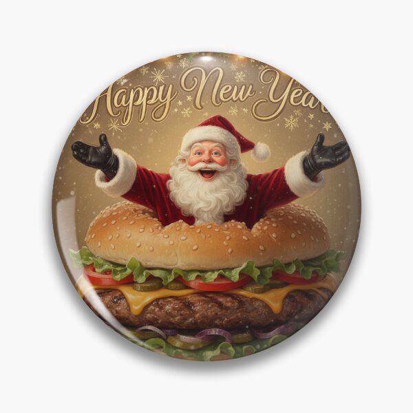 Item preview, Happy New Year Santa Burger | Vintage Cozy Christmas Illustration designed and sold by mayatA-rt.