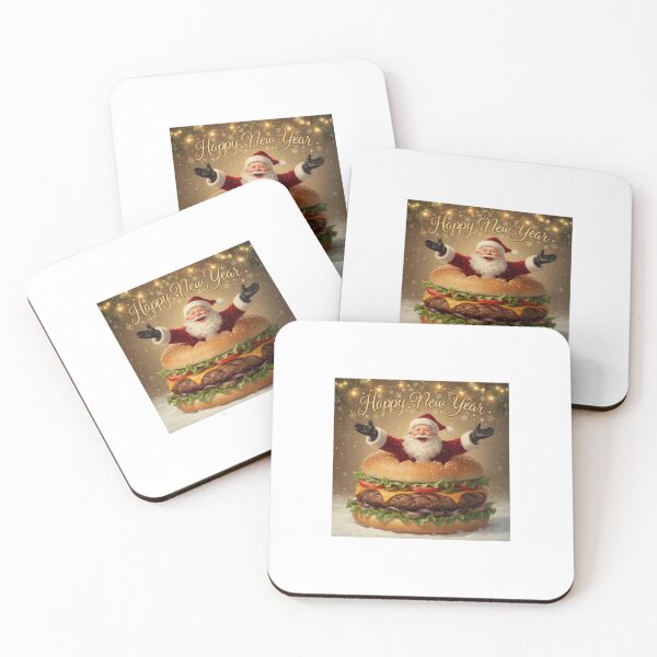 Item preview, Happy New Year Santa Burger | Vintage Cozy Christmas Illustration designed and sold by mayatA-rt.