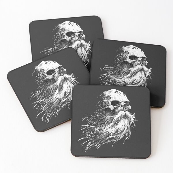Item preview, Bearded Skull Dark Gothic Viking Fantasy Art designed and sold by inkoutninja.