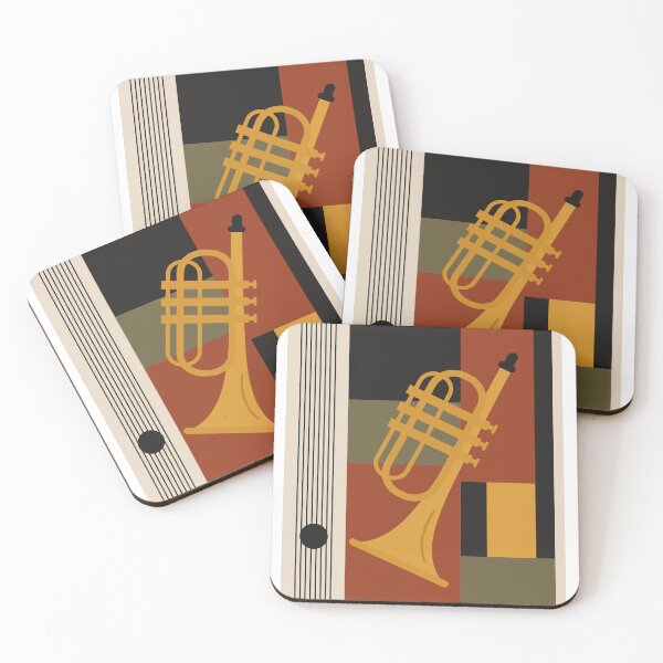 Item preview, Bauhaus Trumpet Decor | Minimalist Geometric Music Art  | Mid-Century Modern Jazz Print | Autumn Edition designed and sold by Studio pod Burom.