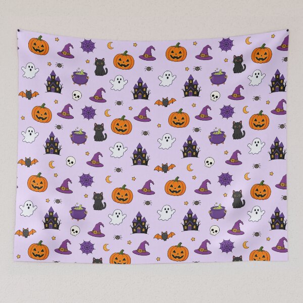 Item preview, Cute Halloween Icons Seamless Pattern Spooky designed and sold by teeperfect.