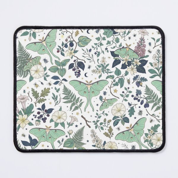 Item preview, Celestial Luna Moth Botanical Night Garden Pattern designed and sold by bvdesignart.