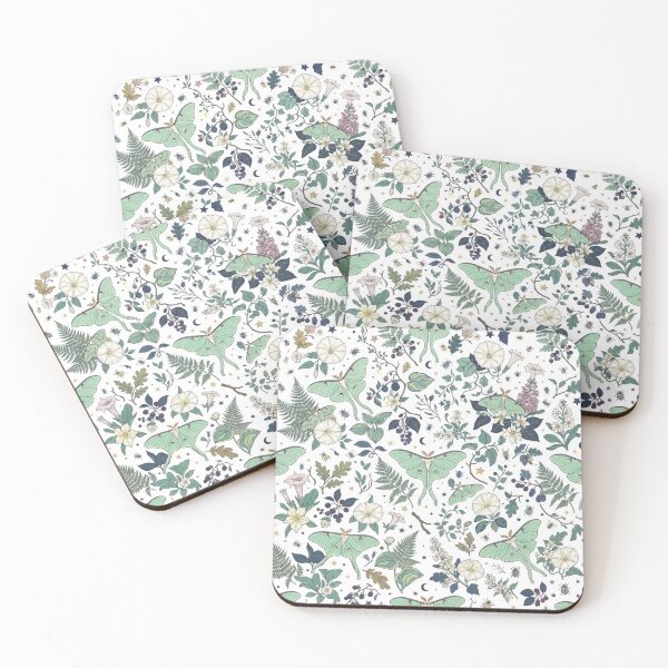 Item preview, Celestial Luna Moth Botanical Night Garden Pattern designed and sold by bvdesignart.