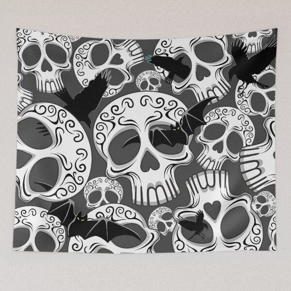 Item preview, Halloween Decorative Skull with Crows and Bats designed and sold by BluedarkArt.