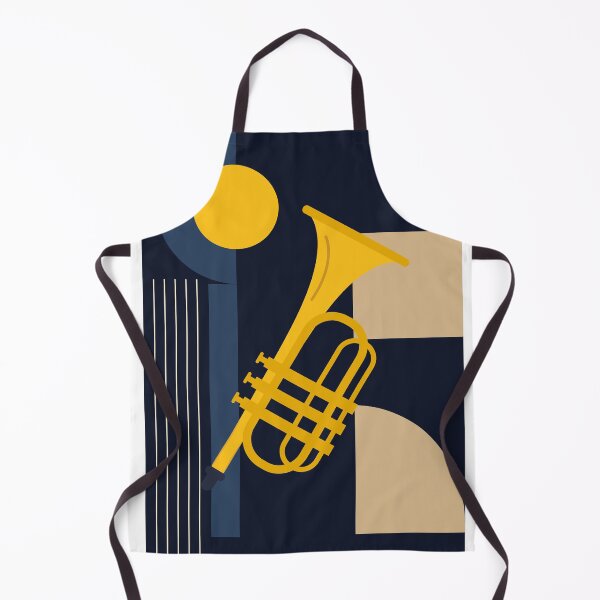 Item preview, Bauhaus Trumpet Art | Minimalist Geometric Music Decor | Mid-Century Modern Jazz Print | Indigo Blue And Yellow Edition designed and sold by Studio pod Burom.