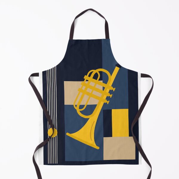 Item preview, Bauhaus Trumpet Art | Minimalist Geometric Music Decor | Mid-Century Modern Jazz Print | Indigo Blue And Yellow Edition designed and sold by Studio pod Burom.