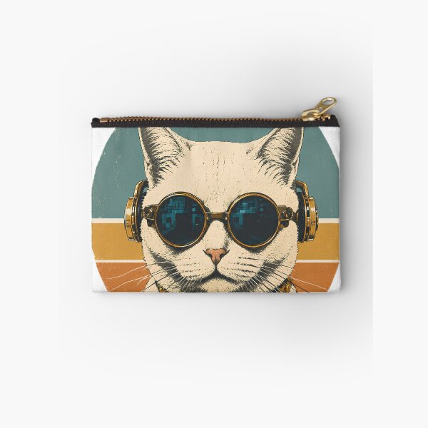 Item preview, Vintage Steampunk Cat with Blue Goggles | Retro 60s Sci-Fi Cat Illustration designed and sold by Extravanganzza.