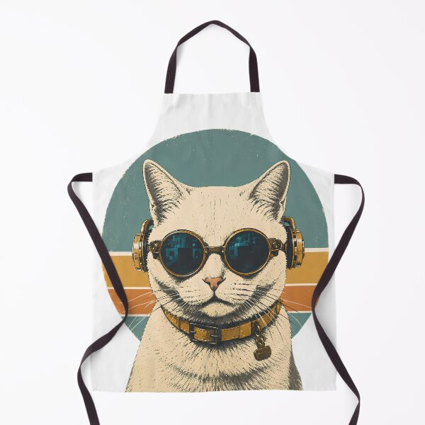 Item preview, Vintage Steampunk Cat with Blue Goggles | Retro 60s Sci-Fi Cat Illustration designed and sold by Extravanganzza.