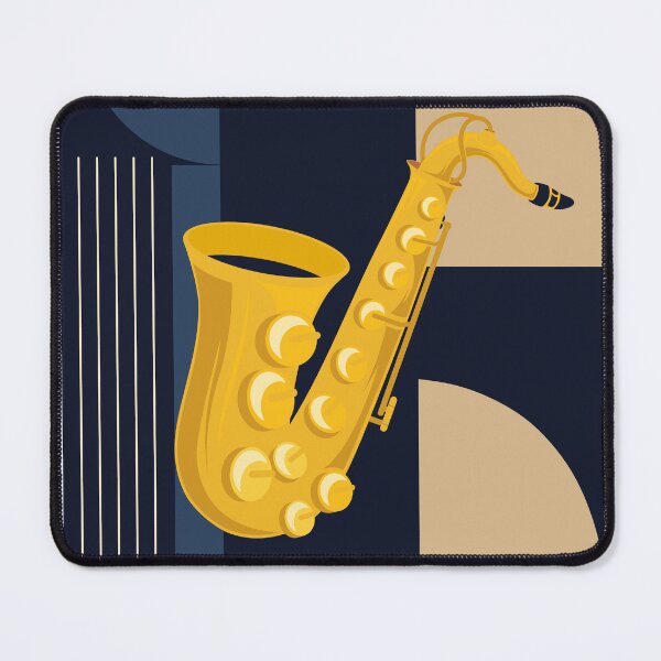 Item preview, Bauhaus Saxophone Art | Minimalist Jazz Print | Mid-Century Modern Geometric Music Print | Indigo Blue And Yellow Edition designed and sold by Studio pod Burom.