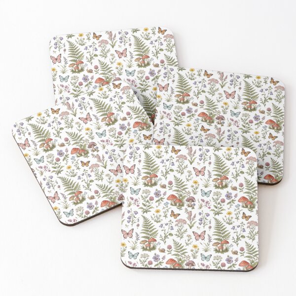 Item preview, Vintage Botanical Mushroom Cottagecore Wildflower Pattern designed and sold by bvdesignart.