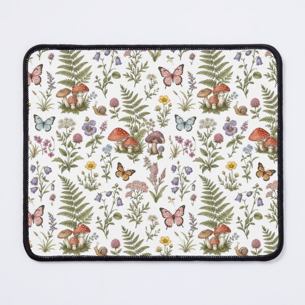 Item preview, Vintage Botanical Mushroom Cottagecore Wildflower Pattern designed and sold by bvdesignart.