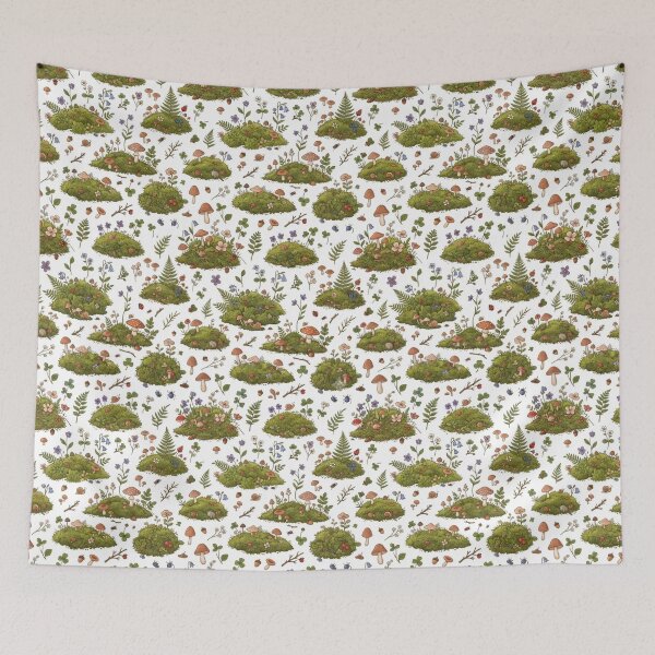 Item preview, Cozy Forest Moss and Mushroom Pattern Art designed and sold by bvdesignart.