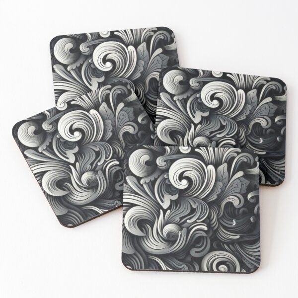 Item preview, Dark Baroque Floral Swirl Monochromatic Pattern designed and sold by LYAN-STORE.