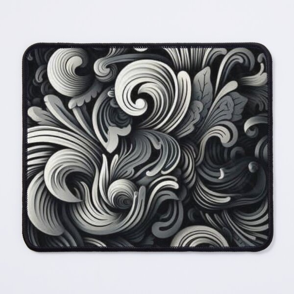 Item preview, Dark Baroque Floral Swirl Monochromatic Pattern designed and sold by LYAN-STORE.