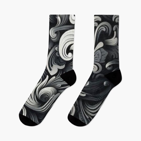 Item preview, Dark Baroque Floral Swirl Monochromatic Pattern designed and sold by LYAN-STORE.
