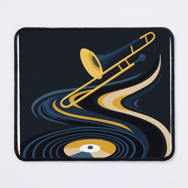 Item preview, Midnight JazzyTrombone & Vinyl Record Art & Night Indigo Blue And Orange Edition designed and sold by Studio pod Burom.