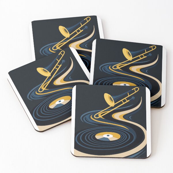 Item preview, Midnight JazzyTrombone & Vinyl Record Art & Night Indigo Blue And Orange Edition designed and sold by Studio pod Burom.
