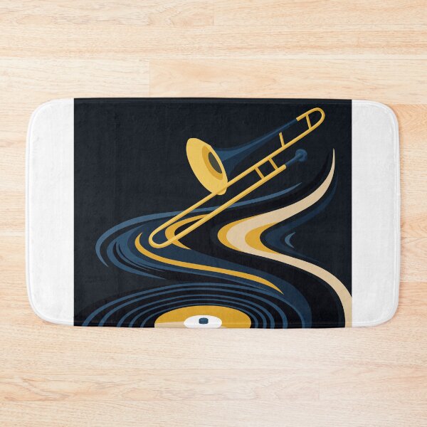 Item preview, Midnight JazzyTrombone & Vinyl Record Art & Night Indigo Blue And Orange Edition designed and sold by Studio pod Burom.