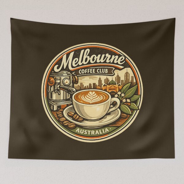 Item preview, Melbourne Coffee Club Vintage Flat White Australia Retro Café Lover Travel Design designed and sold by Globalcitytees.