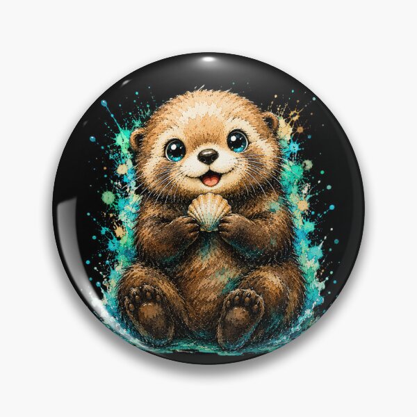 Item preview, Kawaii Sea Otter Watercolor Art – Cute Adorable Ocean Animal Illustration designed and sold by ColorSplash123.