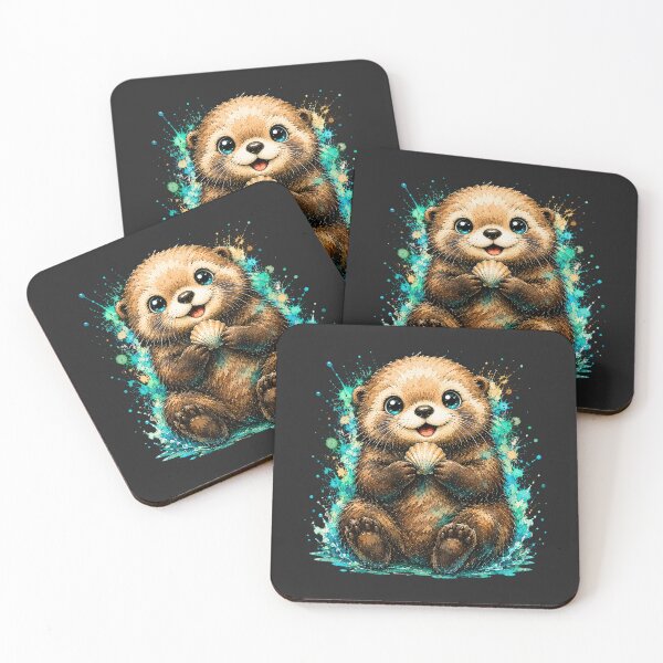 Item preview, Kawaii Sea Otter Watercolor Art – Cute Adorable Ocean Animal Illustration designed and sold by ColorSplash123.