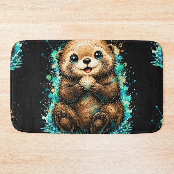 Item preview, Kawaii Sea Otter Watercolor Art – Cute Adorable Ocean Animal Illustration designed and sold by ColorSplash123.