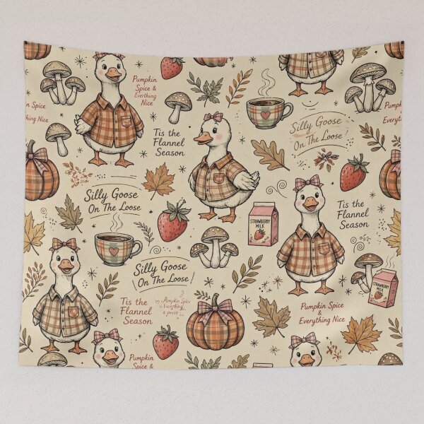Item preview, Flannel Season Silly Goose Season Funny Fall Pumpkin Spice Goose Throw Blanket Pattern designed and sold by Yellowriversss.