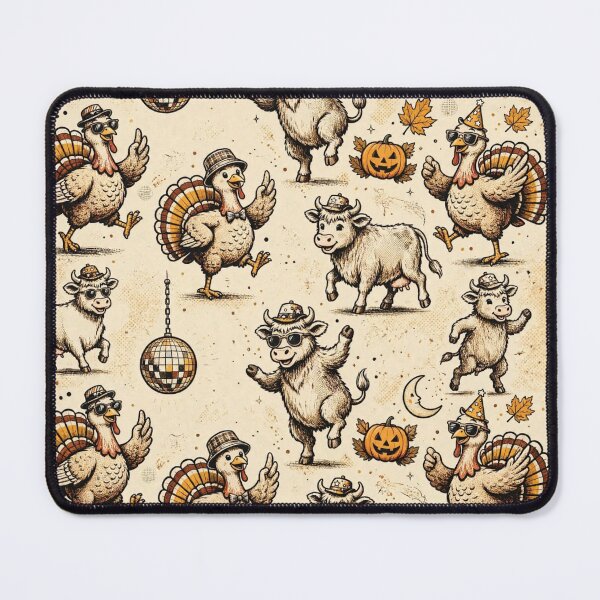 Item preview, Thanksgiving Highland cow goes halloween with turkey disco party dance designed and sold by Yellowriversss.