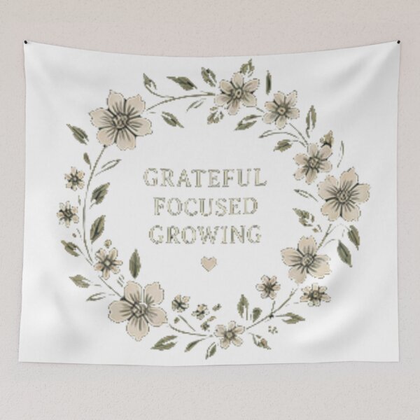 Item preview, Grateful Focused Growing Vintage Floral Wreath Aesthetic designed and sold by Rehnair.