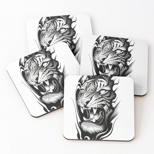 Item preview, A tiger with blackwork designed and sold by 2Jinkz.