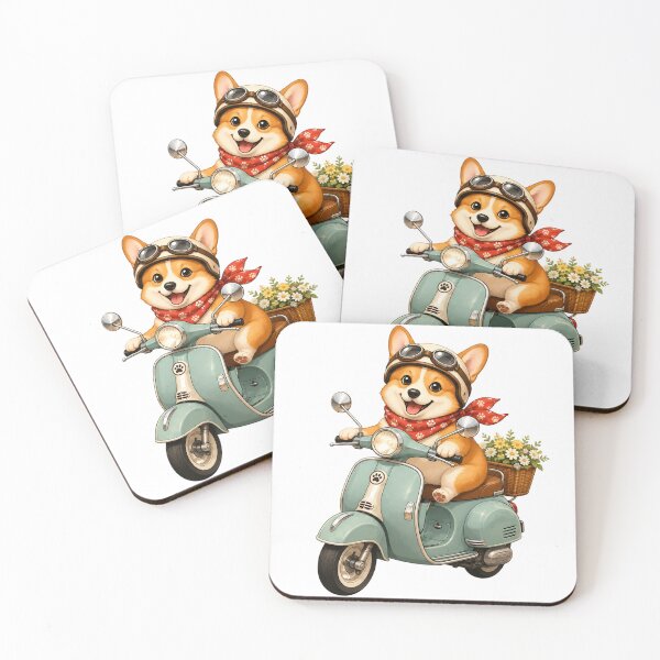 Item preview, Cute Corgi Riding a Vintage Scooter Kawaii Sticker designed and sold by NakottaFashion.