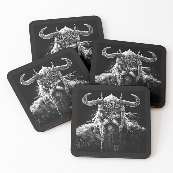 Item preview, Horned Viking Warrior Dark Norse Fantasy Portrait designed and sold by inkoutninja.