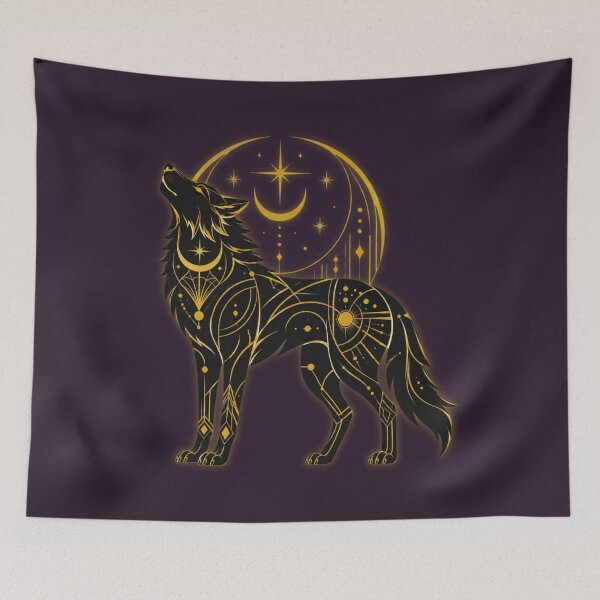 Item preview, Aesthetic Celestial Wolf Art - Neo Deco Geometric Cosmic Design designed and sold by W&RParadise.