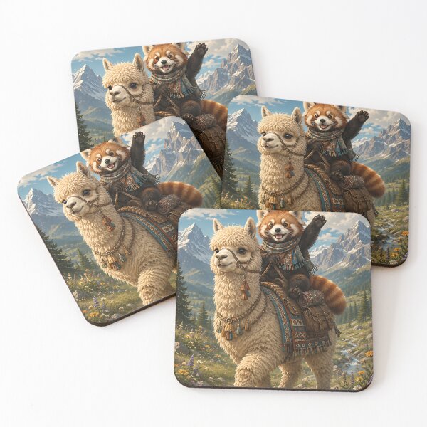 Item preview, Red Panda Riding Alpaca Mountain Trek  designed and sold by Jaideep Walia.