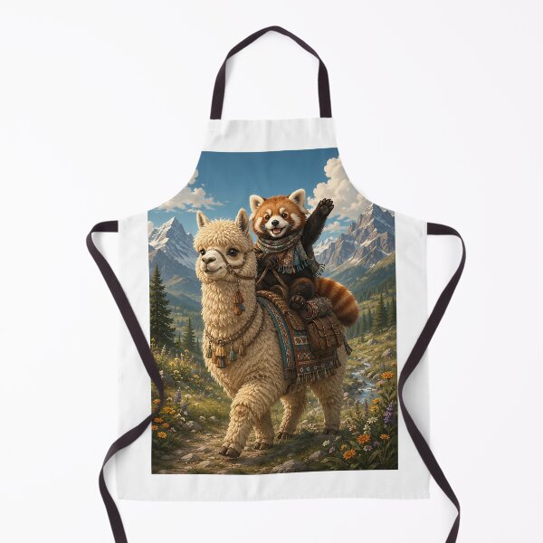 Item preview, Red Panda Riding Alpaca Mountain Trek designed and sold by Jaideep Walia.