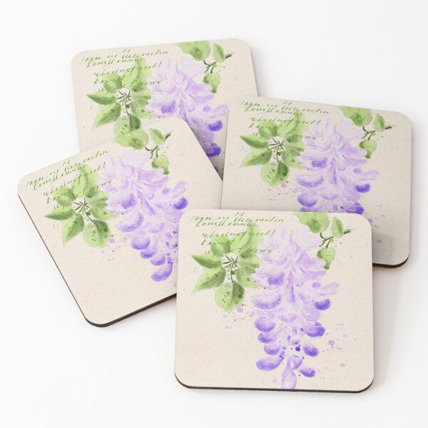 Item preview, Vintage Watercolor Wisteria Botanical Illustration with Calligraphy designed and sold by LafinaArt.