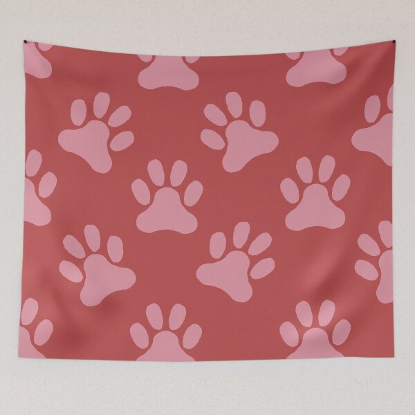 Item preview, Large Rustic Folk Paw Print Pattern Crimson Blush designed and sold by DColourMuse.