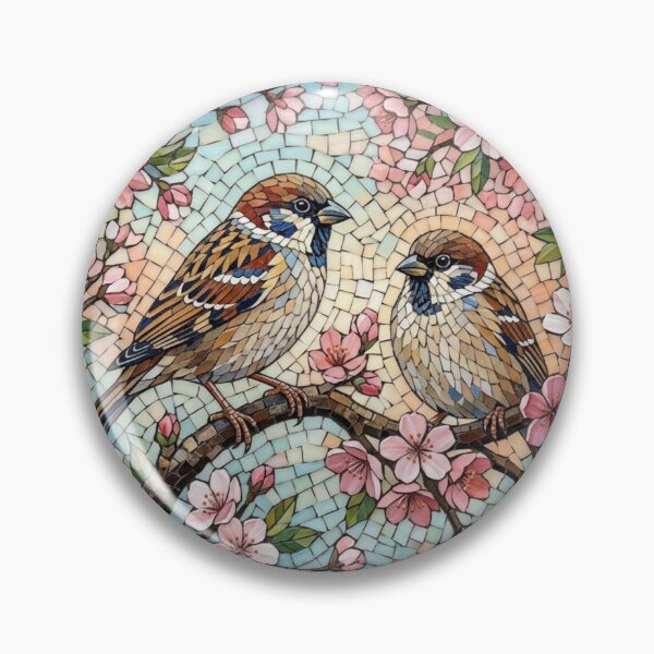 Item preview, Japanese Cherry Blossom Birds – Stained Glass Mosaic Art designed and sold by Fattosh.