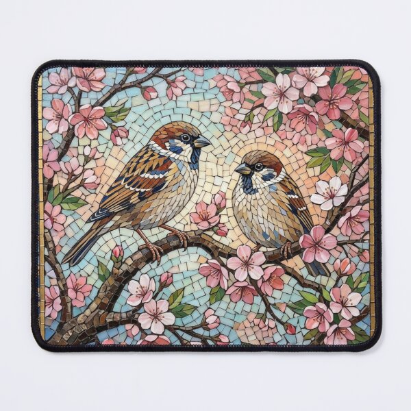 Item preview, Japanese Cherry Blossom Birds – Stained Glass Mosaic Art designed and sold by Fattosh.